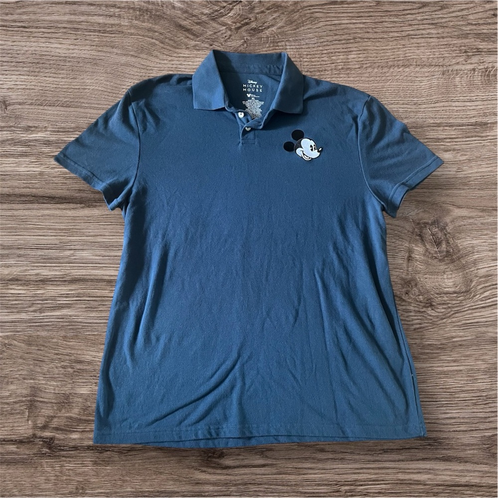 Disney Mickey Mouse Blue Short‎ Sleeve Polo Shirt Mens Size XL
